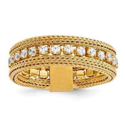 Sterling Silver CZ Mesh Eternity Band Ring -Yellow J292311240360