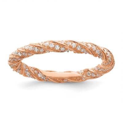 Rose-Tone CZ Diamond Twisted Eternity Band Sterling Silver Polished QR7265-6, MPN: QR7265-6,