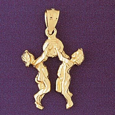 Dazzlers Jewelry Gemini Twins Zodiac Pendant Necklace Charm Bracelet in Yellow, White or Rose Gold …