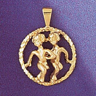 Dazzlers Jewelry Gemini Twins Zodiac Pendant Necklace Charm Bracelet in Yellow, White or Rose Gold …