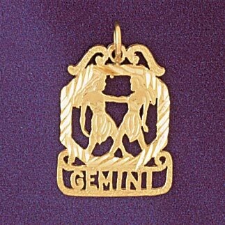 Dazzlers Jewelry Gemini Twins Zodiac Pendant Necklace Charm Bracelet in Yellow, White or Rose Gold …
