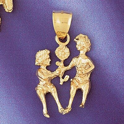 Dazzlers Jewelry Gemini Twins Zodiac Pendant Necklace Charm Bracelet in Yellow, White or Rose Gold …