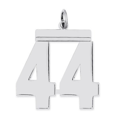 Charm Number 44 Polished Sterling Silver Large QPL44, MPN: QPL44, 191101280955