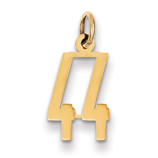 Number 44 Charm 14k Gold Small Polished Elongated LES44, MPN: LES44, 883957219028