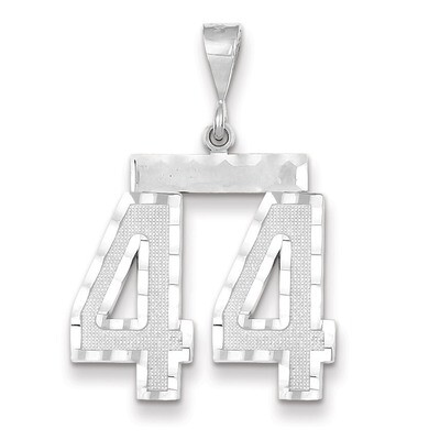 Number 44 Charm 14k white Gold Large Diamond -cut WLN44, MPN: WLN44, 883957124193