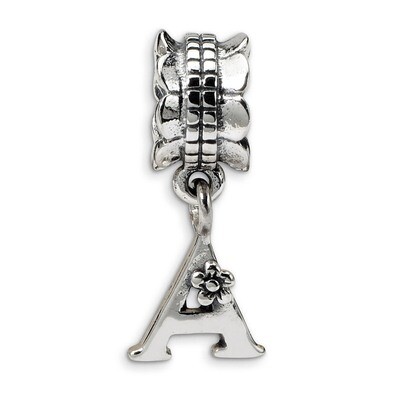 Letter A Dangle Bead - Sterling Silver QRS1400A, MPN: QRS1400A, 883957303604