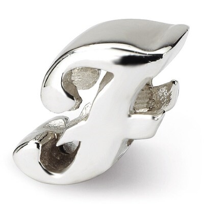 Letter F Script Bead - Sterling Silver QRS1430F, MPN: QRS1430F, 883957304915