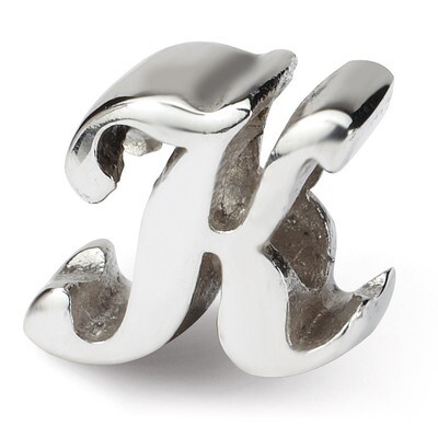 Letter K Script Bead - Sterling Silver QRS1430K, MPN: QRS1430K, 883957304960