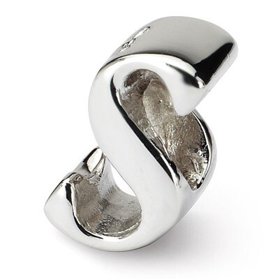 Letter S Script Bead - Sterling Silver QRS1430S, MPN: QRS1430S, 883957305042