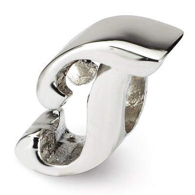 Letter T Script Bead - Sterling Silver QRS1430T, MPN: QRS1430T, 883957305059