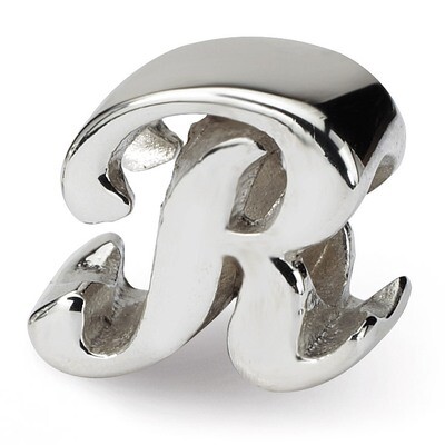 Letter R Script Bead - Sterling Silver QRS1430R, MPN: QRS1430R, 883957305035