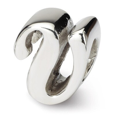 Letter V Script Bead - Sterling Silver QRS1430V, MPN: QRS1430V, 883957305073
