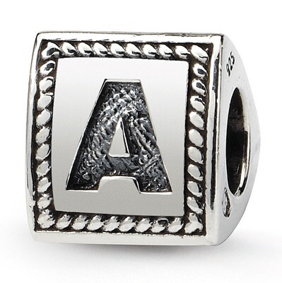 Letter A Triangle Block Bead - Sterling Silver QRS1429A, MPN: QRS1429A, 883957304502
