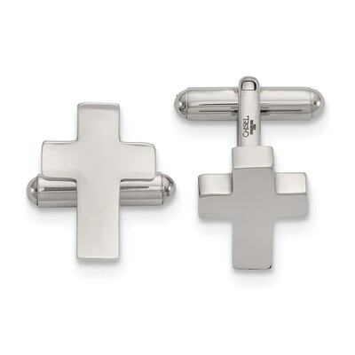Cross Cufflinks Stainless Steel Polished SRC396 by Chisel, MPN: SRC396, 191101017322