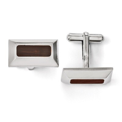 Wood Inlay Cufflinks - Stainless Steel SRC228 by Chisel, MPN: SRC228, 886774621463