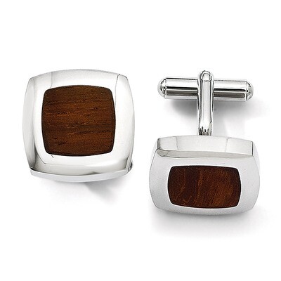 Wood Inlay Cufflinks - Stainless Steel SRC206 by Chisel, MPN: SRC206, 886774621401