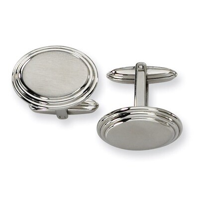 Brushed and Polished Cufflinks - Stainless Steel SRC128 by Chisel, MPN: SRC128, 883957747149
