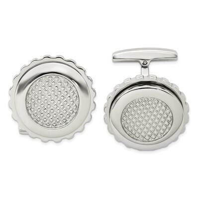 Textured Round Cufflinks Stainless Steel Polished SRC311, MPN: SRC311, 886774621906