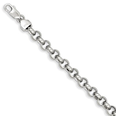 6.25mm Polished Fancy Rolo Link Bracelet 7.5 Inch 14k White Gold SF404-7.5, MPN: SF404-7.5, 8839575…