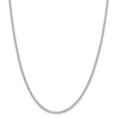 2.5mm Rolo Chain 28 Inch Sterling Silver QFC2-28, MPN: QFC2-28,