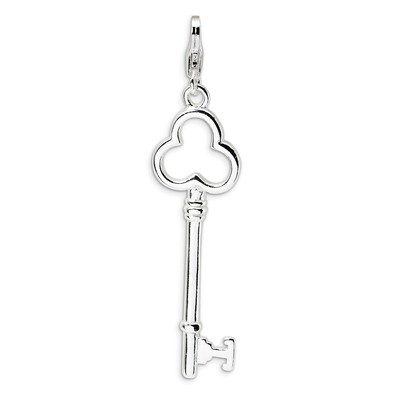 Polished Key Charm Sterling Silver QCC141 by Amore La Vita, MPN: QCC141, 883957330983