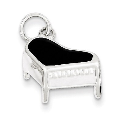 Piano Charm Sterling Silver Enameled QC4776, MPN: QC4776, 883957563862