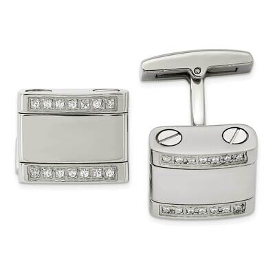 Cz Cufflinks Stainless Steel Polished SRC348, MPN: SRC348, 886774622279