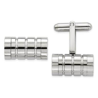 Grooved Cylinder Cufflinks Stainless Steel Polished SRC312, MPN: SRC312, 886774621913