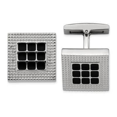 Black Rubber Square Cufflinks Stainless Steel Polished SRC330 by Chisel, MPN: SRC330, 886774622095