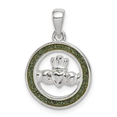 Glitter Infused Claddagh Pendant Sterling Silver QC9561, MPN: QC9561, 886774038117