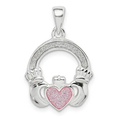 Glitter Infused Claddagh Pendant Sterling Silver QC9560, MPN: QC9560, 886774048673