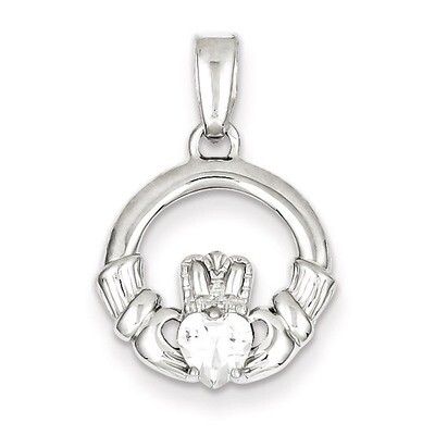 Claddagh Pendant Sterling Silver Rhodium-plated Diamond QC7624, MPN: QC7624, 886774759890