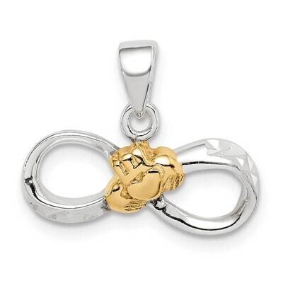 Gold Tone Claddagh Diamond-cut Infinity Pendant Sterling Silver QC9562, MPN: QC9562, 886774069326