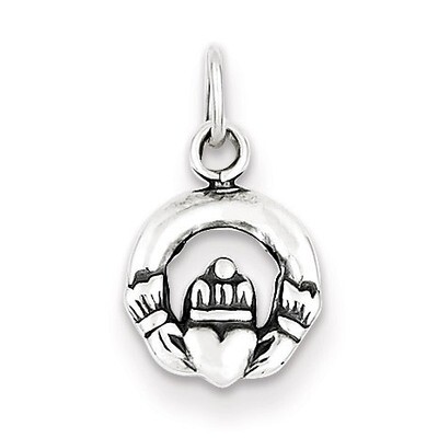 Mini Antiqued Claddagh Charm Sterling Silver QC7000, MPN: QC7000, 886774760674