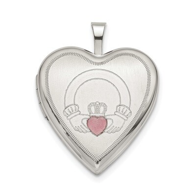 20mm Pink Enamel Claddagh Heart Locket Sterling Silver QLS801, MPN: QLS801, 883957928678