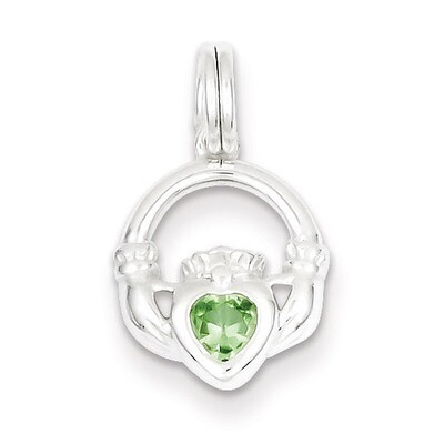 Claddagh with Green Diamond Charm Sterling Silver QC4704, MPN: QC4704, 723252295320