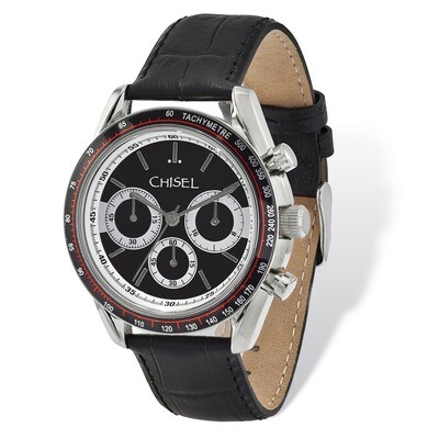 Chisel Stainless Steel Black Leather Chronograph Watch Men&#39;s TPW105, MPN: TPW105, 886774553504