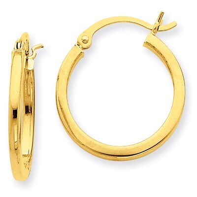 2mm Square Tube Hoop Earrings 14k Gold T1078, MPN: T1078, 883957286204