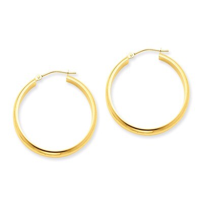 Round Tube Hoop Earrings 14k Gold TC142, MPN: TC142, 883957288611