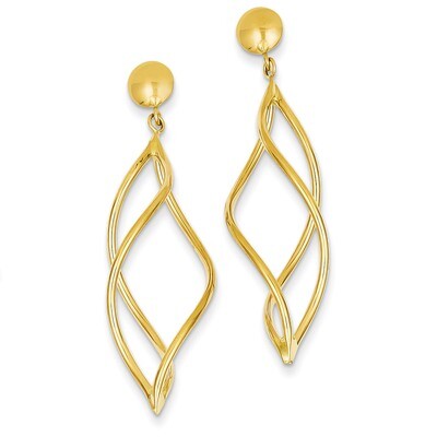 Curved Tube Dangle Earrings 14k Gold E965, MPN: E965, 191101179969