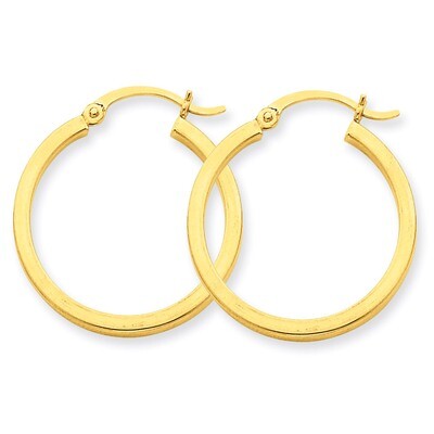 2mm Square Tube Hoop Earrings 14k Gold T1077, MPN: T1077, 883957286198