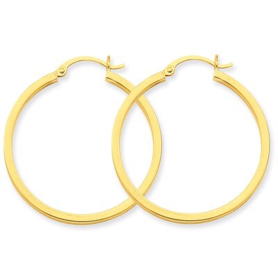 2mm Square Tube Hoop Earrings 14k Gold T1075, MPN: T1075, 883957286174