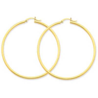 2mm Square Tube Hoop Earrings 14k Gold T1074, MPN: T1074, 883957286167