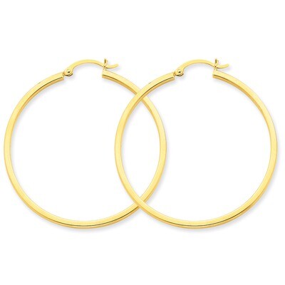 2mm Square Tube Hoop Earrings 14k Gold T1072, MPN: T1072, 883957286143