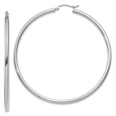 2.5mm Tube Hoop Earrings 14k White Gold Polished T842, MPN: T842, 883957286662
