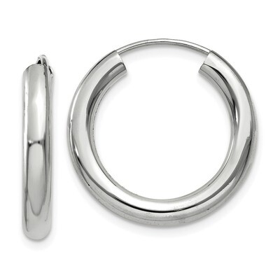 Polished Endless Tube Hoop Earrings 14k white Gold TF806, MPN: TF806, 191101457692
