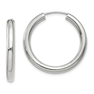 Polished Endless Tube Hoop Earrings 14k white Gold TF805, MPN: TF805, 191101458798