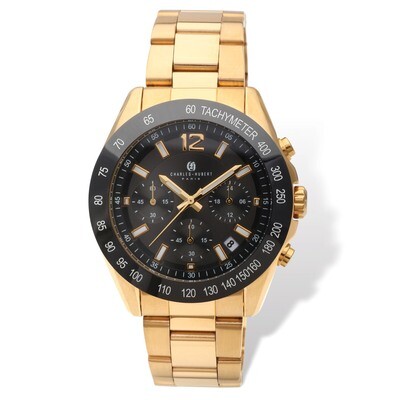 Charles Hubert IP-plated Black Dial Chronograph Watch Men&#39;s XWA4808, MPN: XWA4808, 848870007206