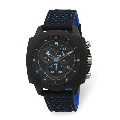 Charles Hubert Carbon Fiber Case Chrono Blue Strap Watch  XWA6041, MPN: XWA6041, 848870009255