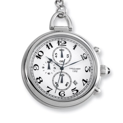 Charles Hubert Solid Stainless Steel White Dial Pocket Watch XWA1045, MPN: XWA1045, 811233010793